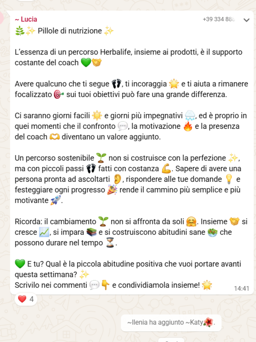 Messaggio community — Pillole di nutrizione